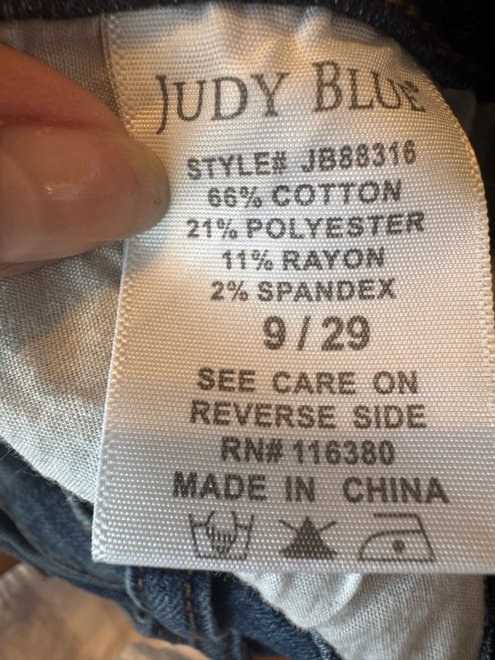 Judy Blue Blue Skinny Jeans with Red Plaid Patch Accents - Picture 5 of 7